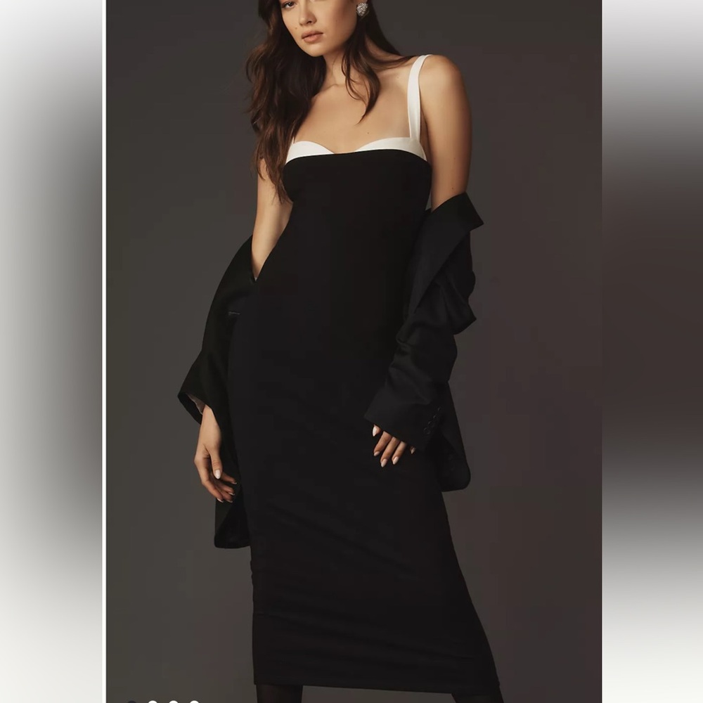 Reformation Black and White Midi Dress